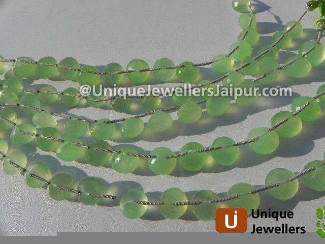 Apple Green Chalsydony Faceted Onion Beads